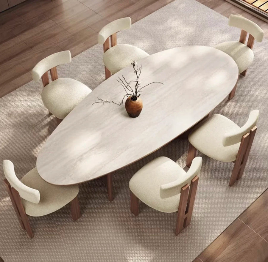 Oval Rock Plate Dining Set