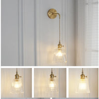 Japanese Brass Glass Sconce