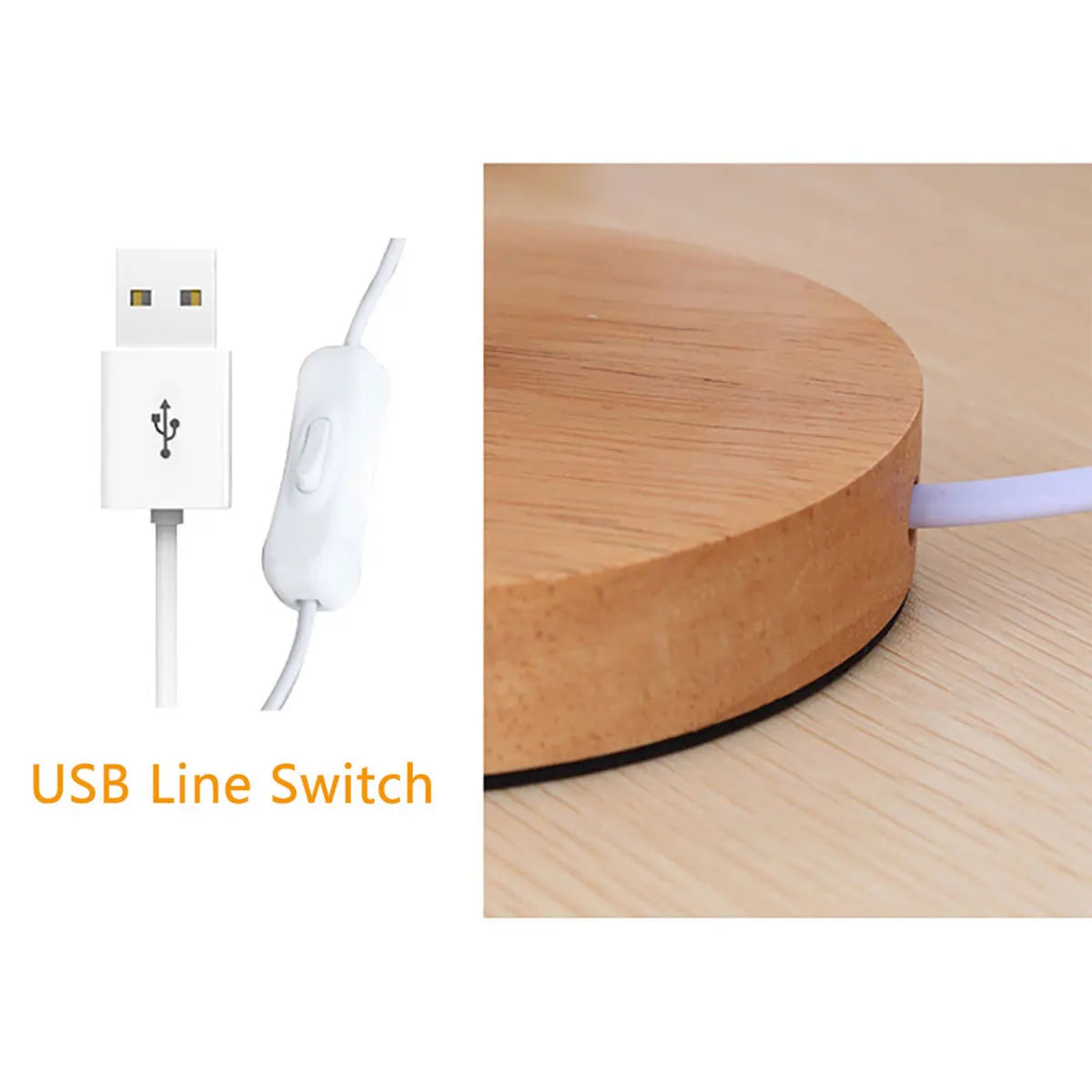 Wooden USB Bedside Lamp