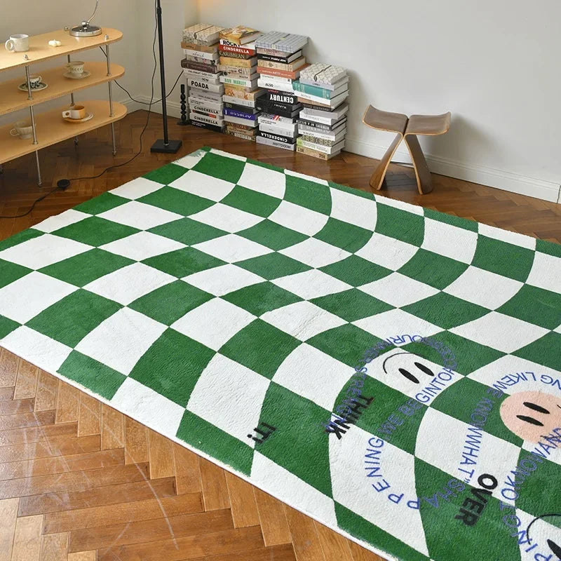 Retro Checkerboard Plush Rug