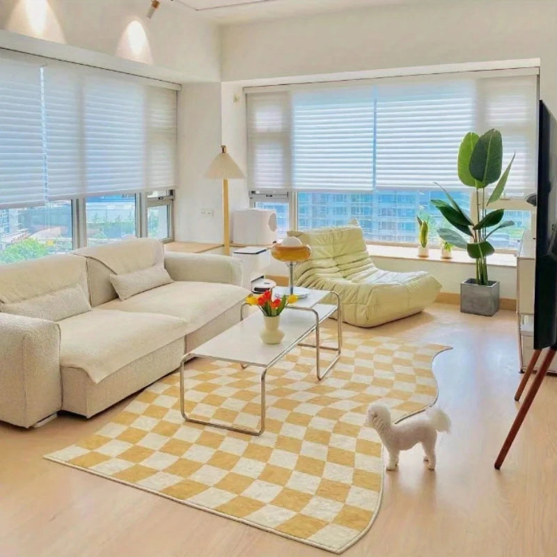 Retro Checkerboard Plush Rug