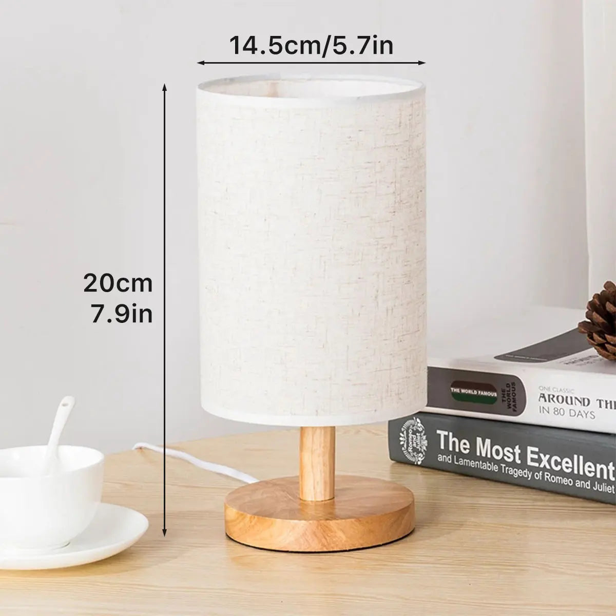 Wooden USB Bedside Lamp