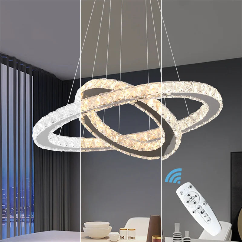 Dimmable Crystal Ring Chandelier