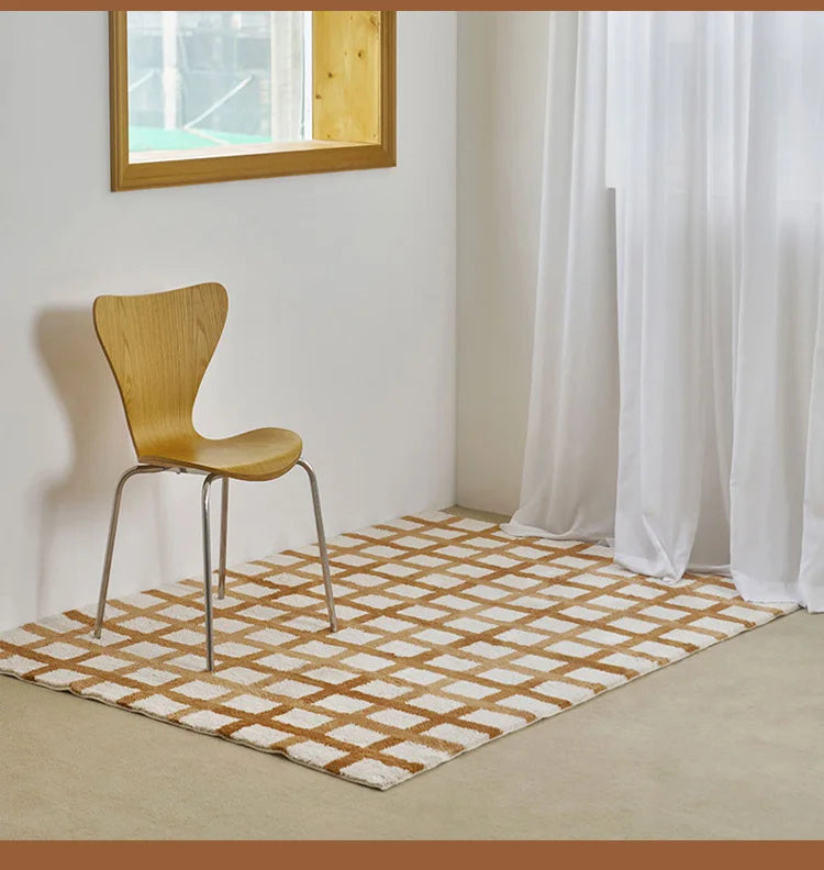 Minimalist Plaid Plush Rug