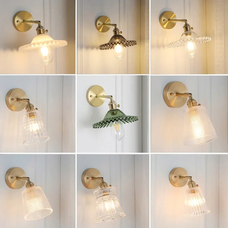 Japanese Brass Glass Sconce