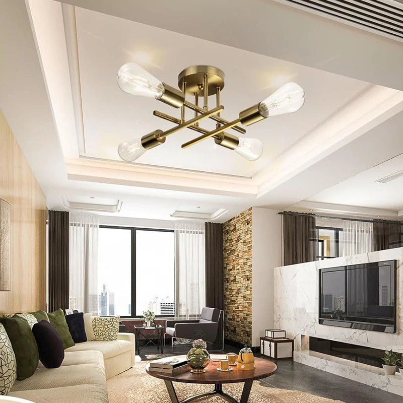 Retro Semi-Flush Ceiling Chandelier