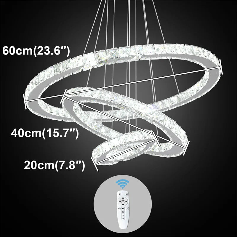 Dimmable Crystal Ring Chandelier