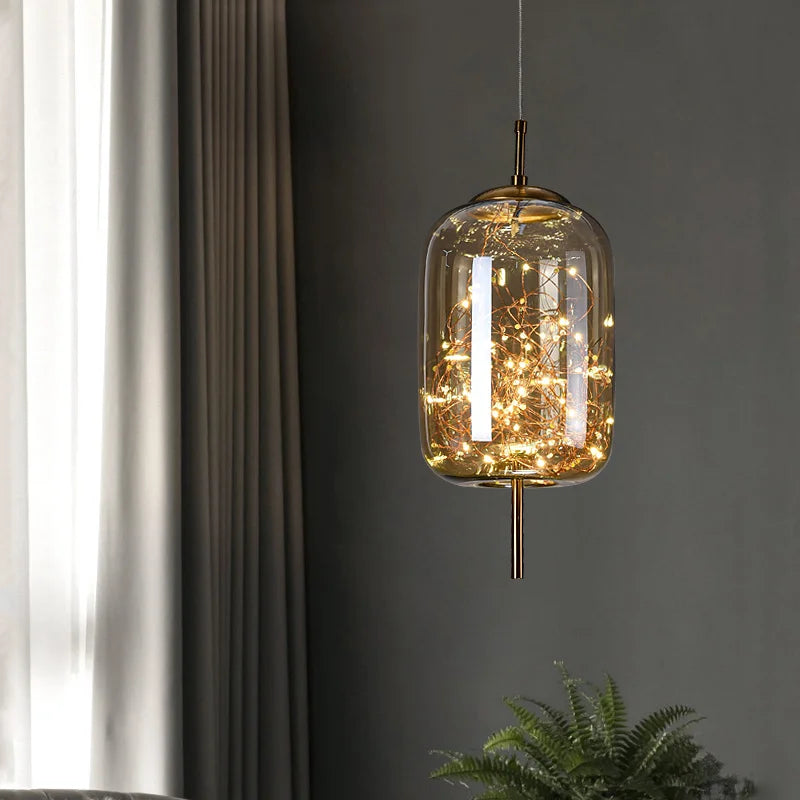 Amber Glass Bedside Pendant