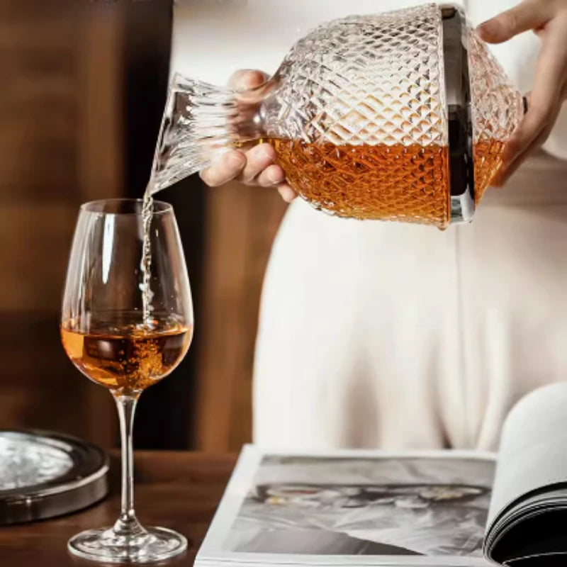 Rotating Crystal Glass Decanter