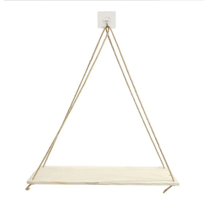 Rope Hanging Wooden Shelf
