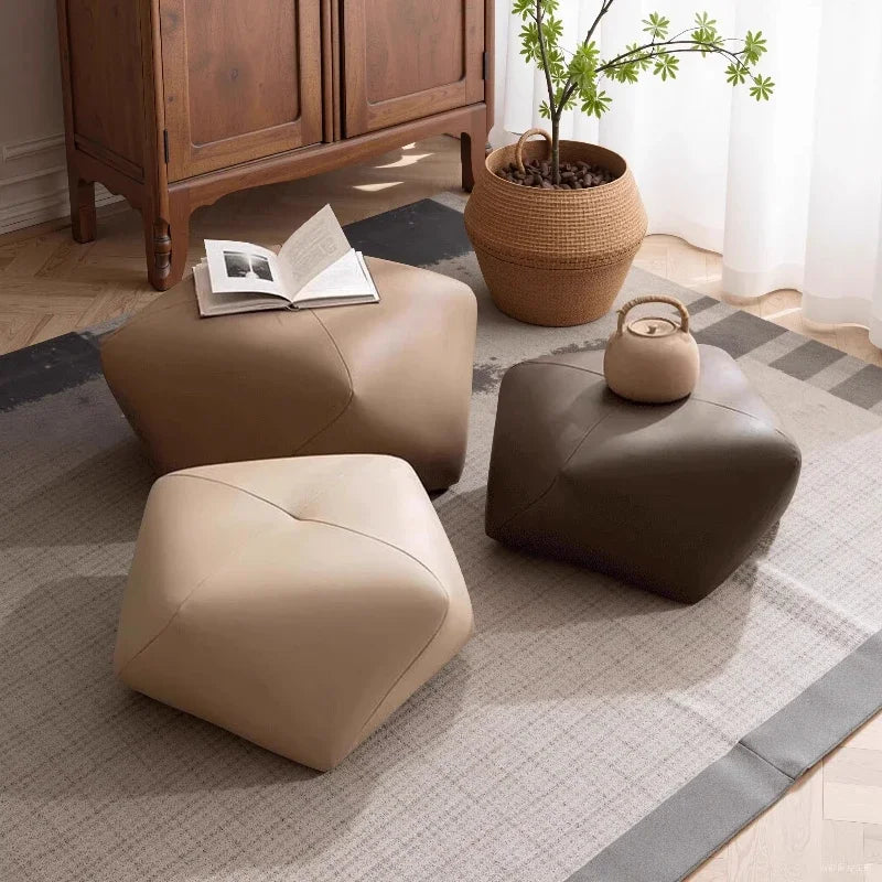 Modern Leather Ottoman Stool