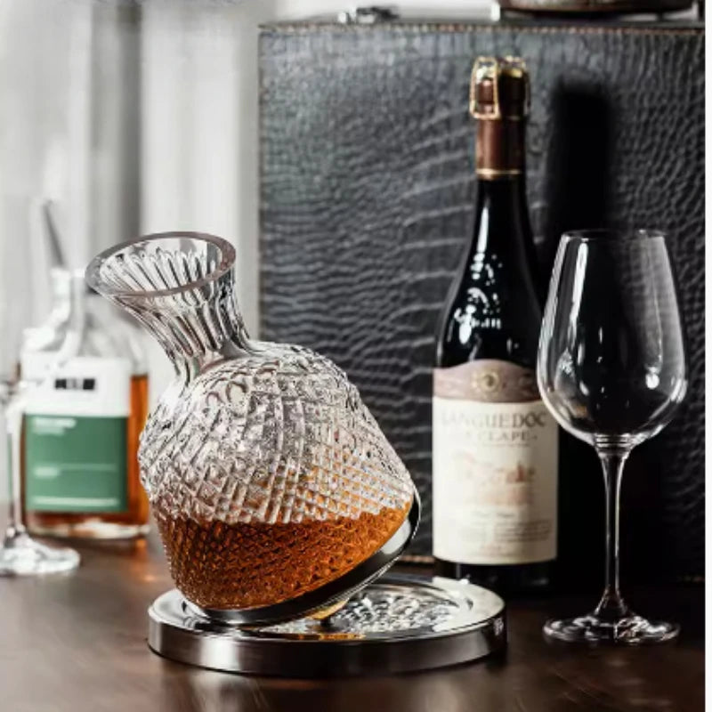 Rotating Crystal Glass Decanter