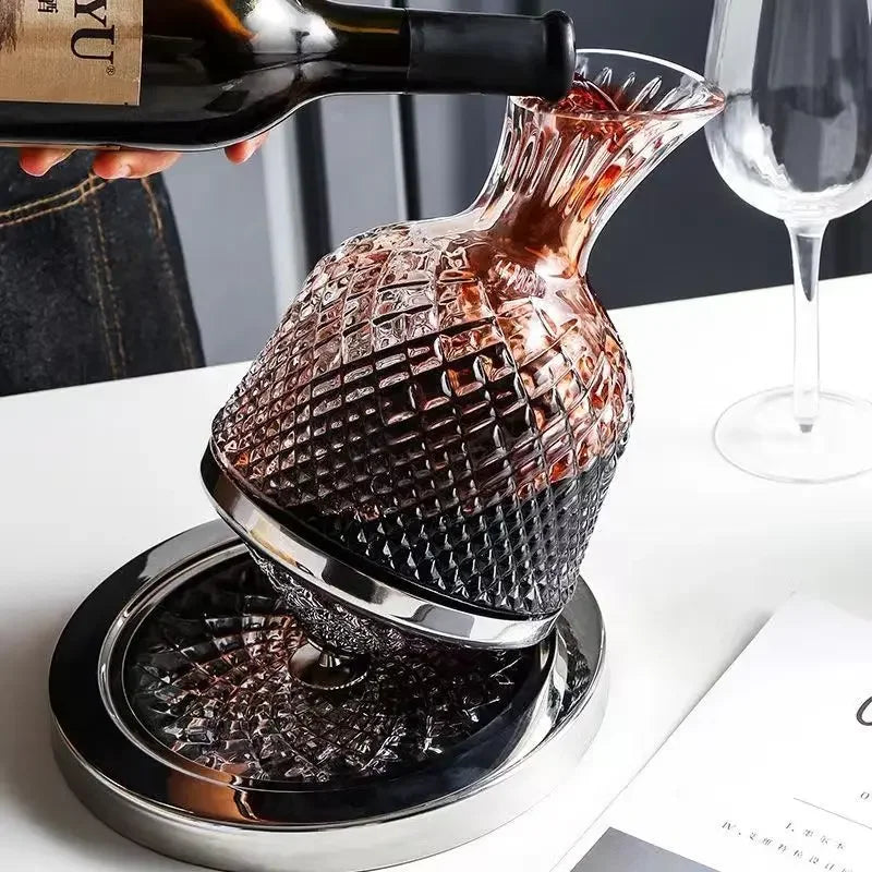 Rotating Crystal Glass Decanter