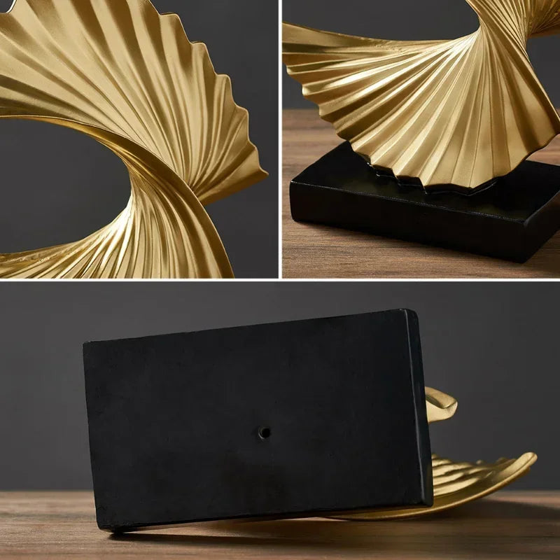 Golden Abstract Decor Sculpture
