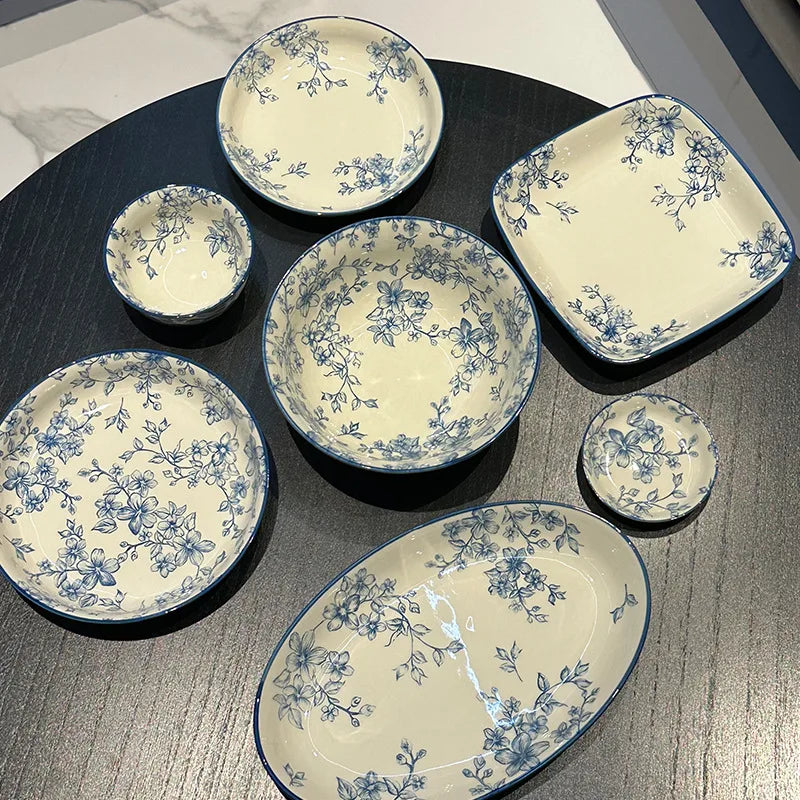 Blue Floral Ceramic Dinnerware