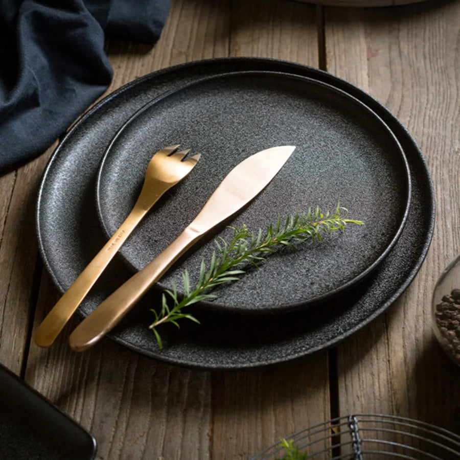 Japanese Black Ceramic Plates
