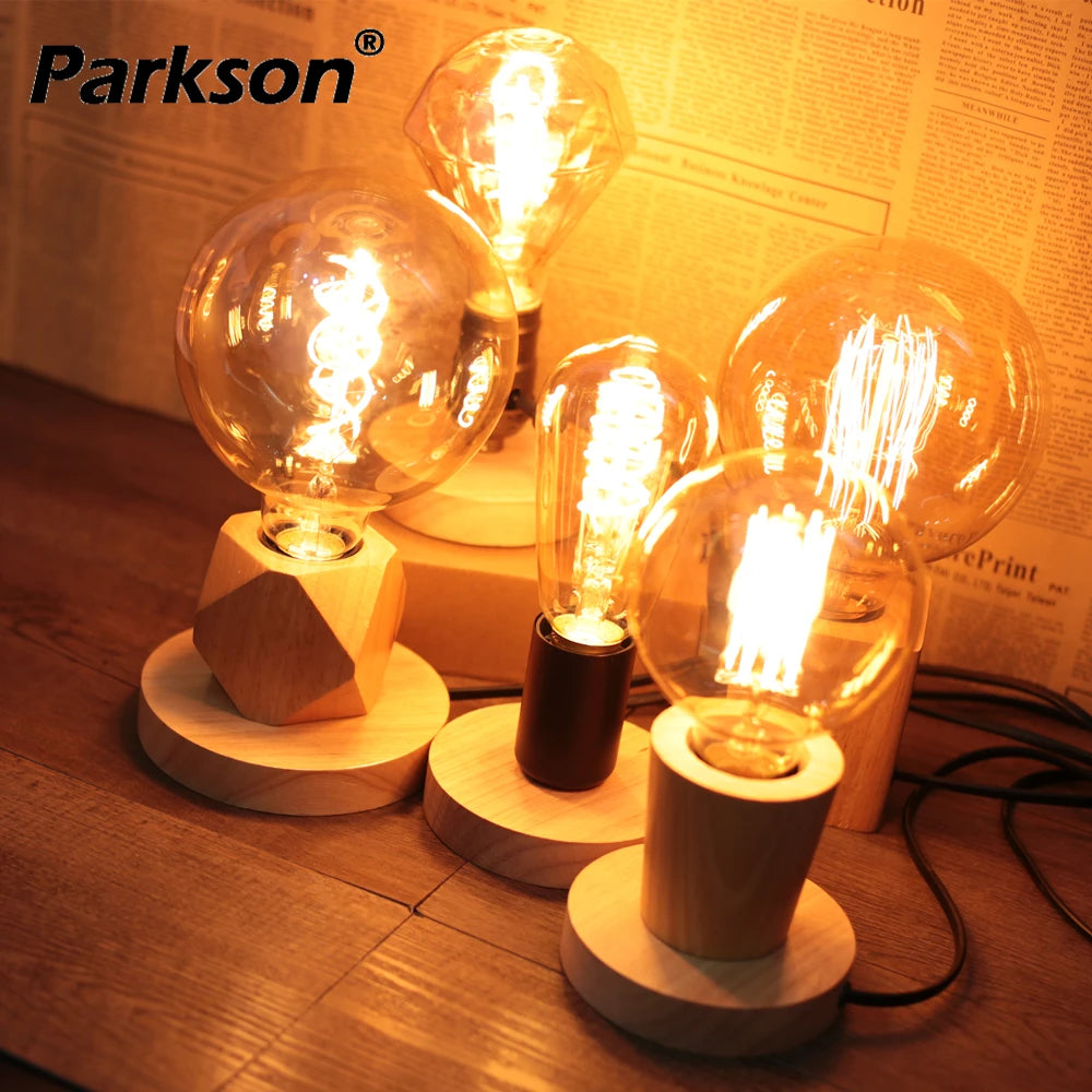 Vintage Wood Lamp Holder