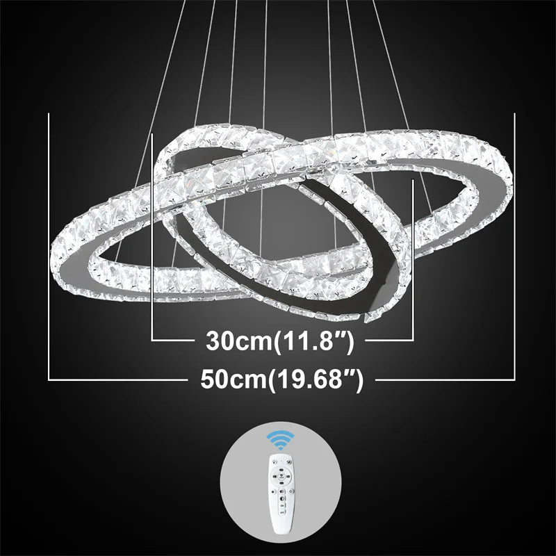 Dimmable Crystal Ring Chandelier