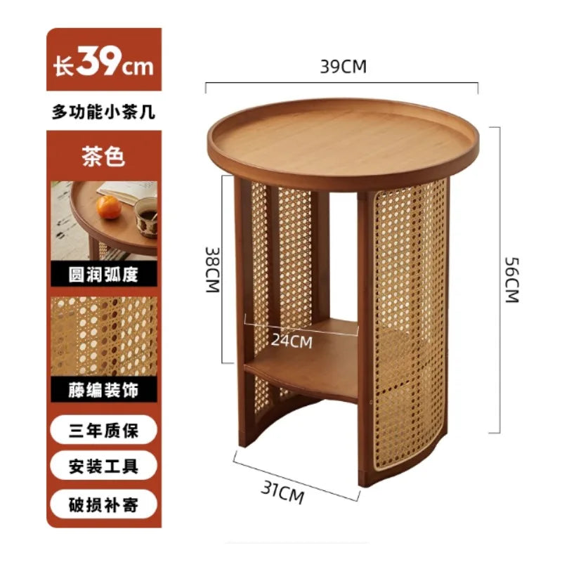 Rattan Bamboo Two-Tier Table