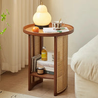 Rattan Bamboo Two-Tier Table