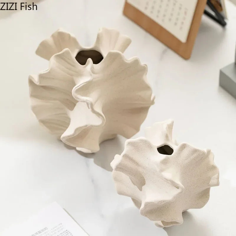 Sculptural Wrinkle Ceramic Vase