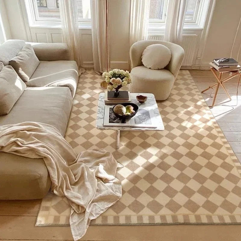Retro Checkerboard Plush Rug