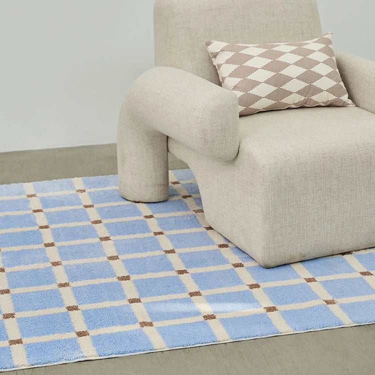Minimalist Plaid Plush Rug