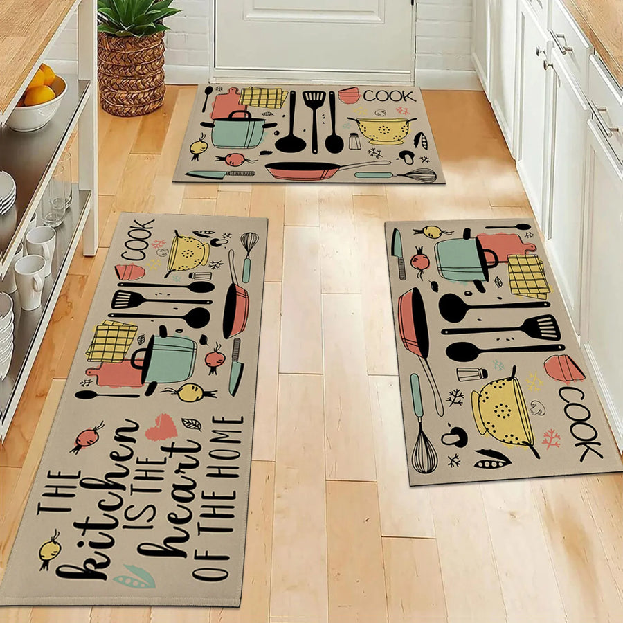 Cartoon Cutlery Kitchen Mat