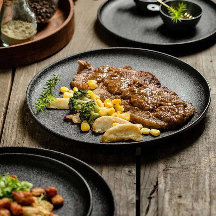Japanese Black Ceramic Plates