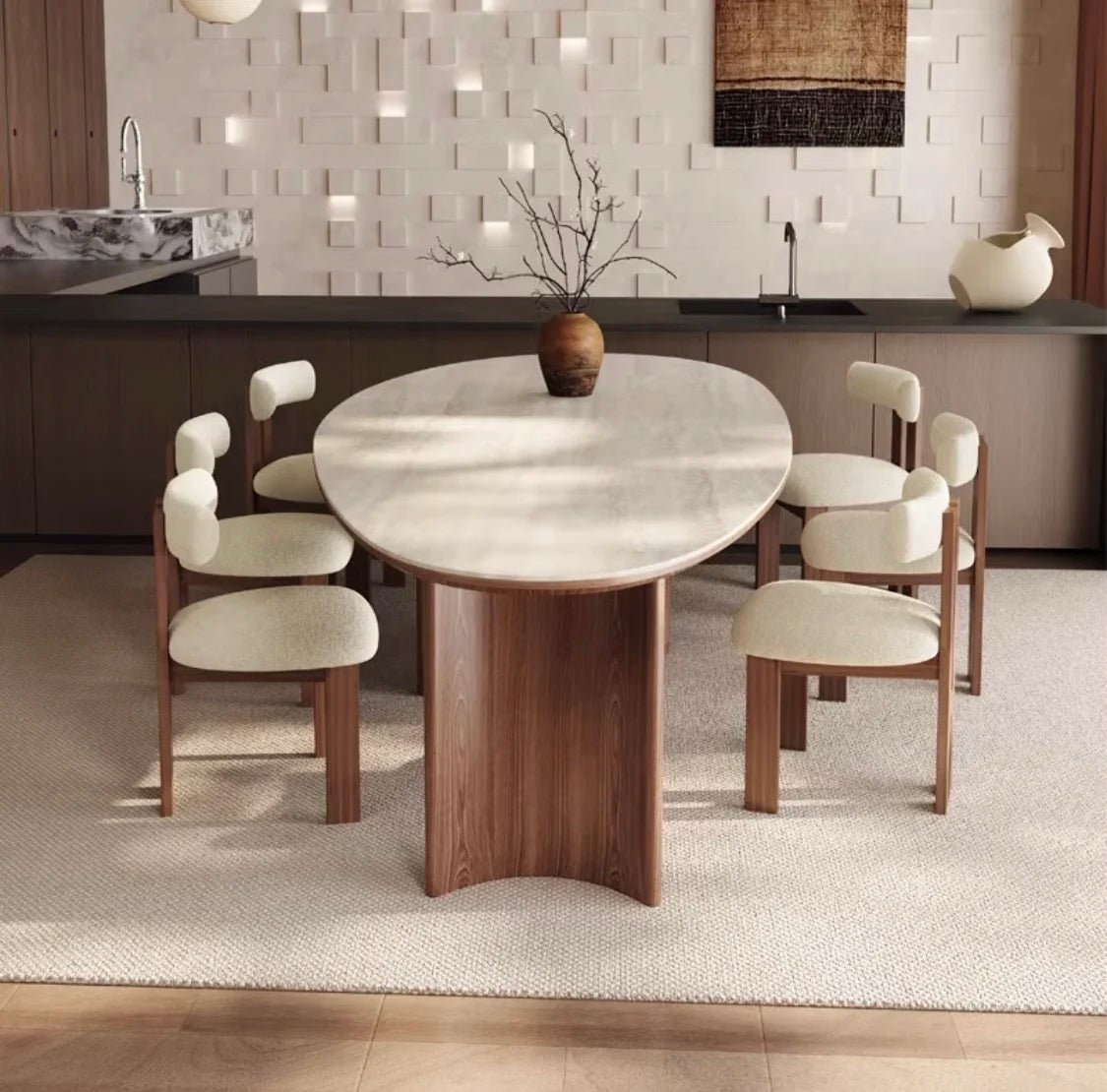 Oval Rock Plate Dining Set