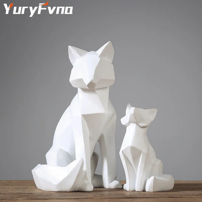 Geometric Fox Resin Sculpture