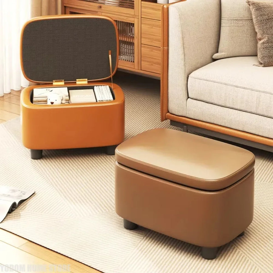 Upholstered Storage Ottoman Stool