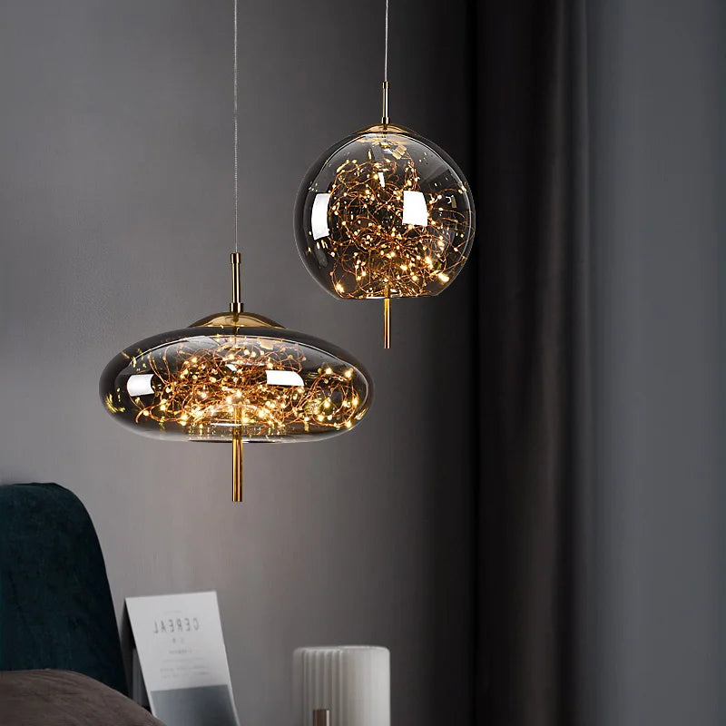 Amber Glass Bedside Pendant