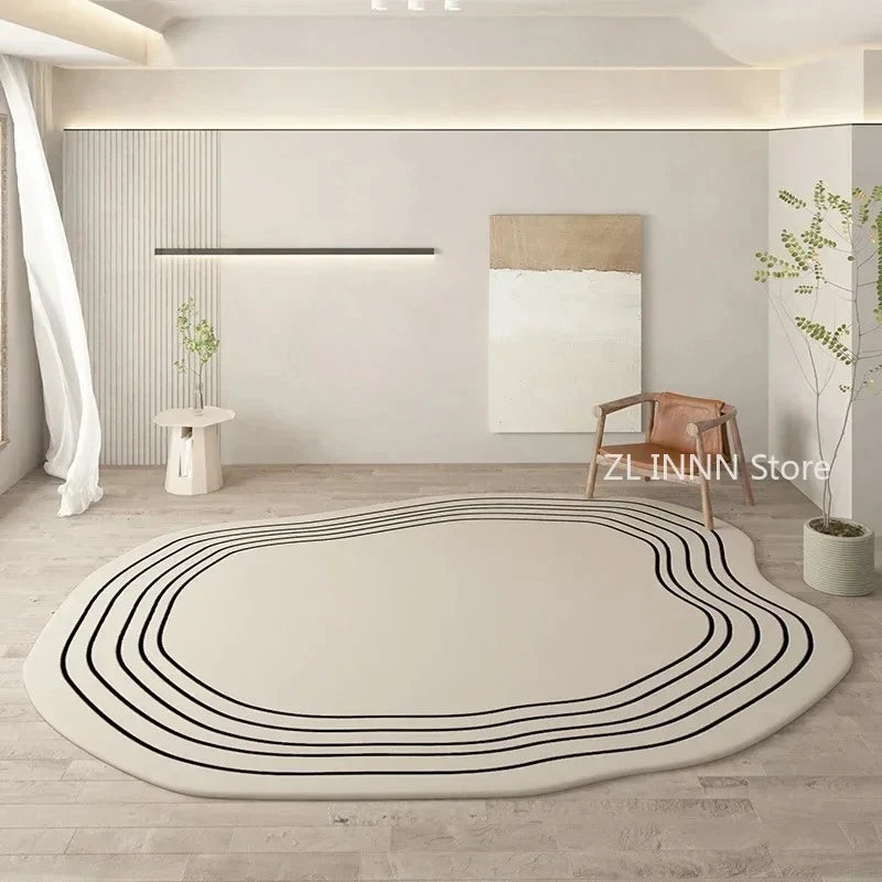 Irregular Cream Plush Rug